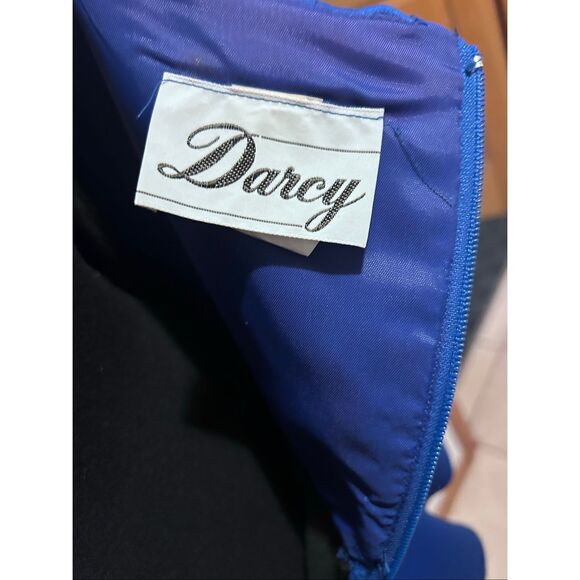 Darcy Royal Blue Peplum Sheath Dress Rhinestone Cocktail Party Sz 11/12 - Picture 8 of 14